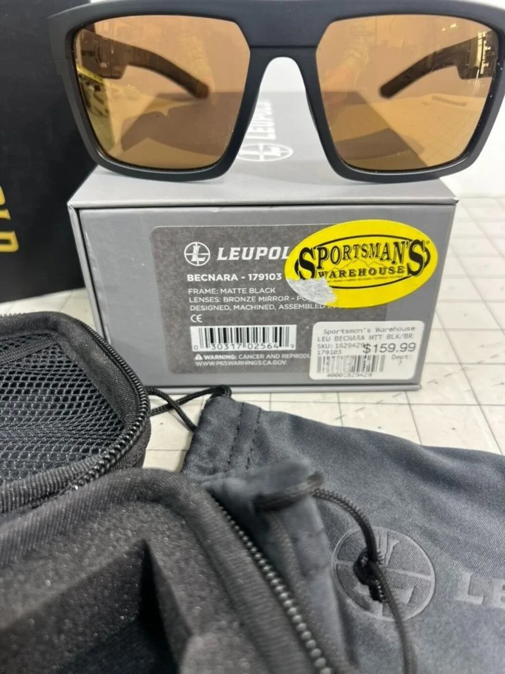 Leupold Becnara Matte Black Sunglasses w/Bronze Mirror Polarized Lens & Case New